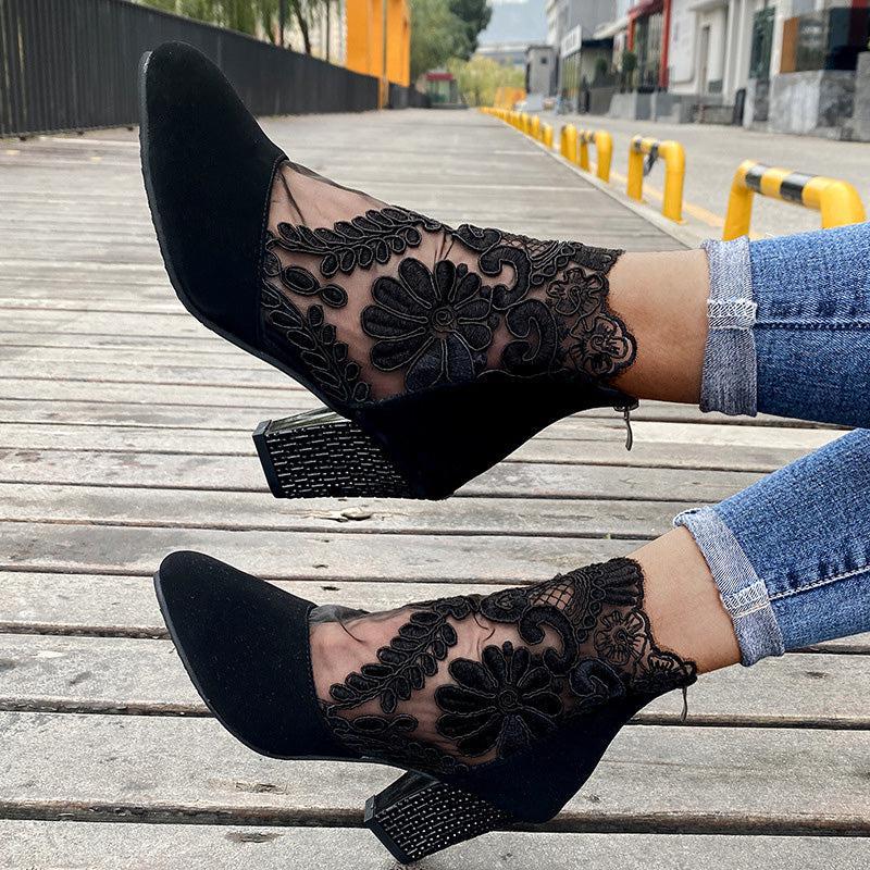 Viviana – Floral mesh – Ankle boots-15137991262592-Santi Vento Atelier