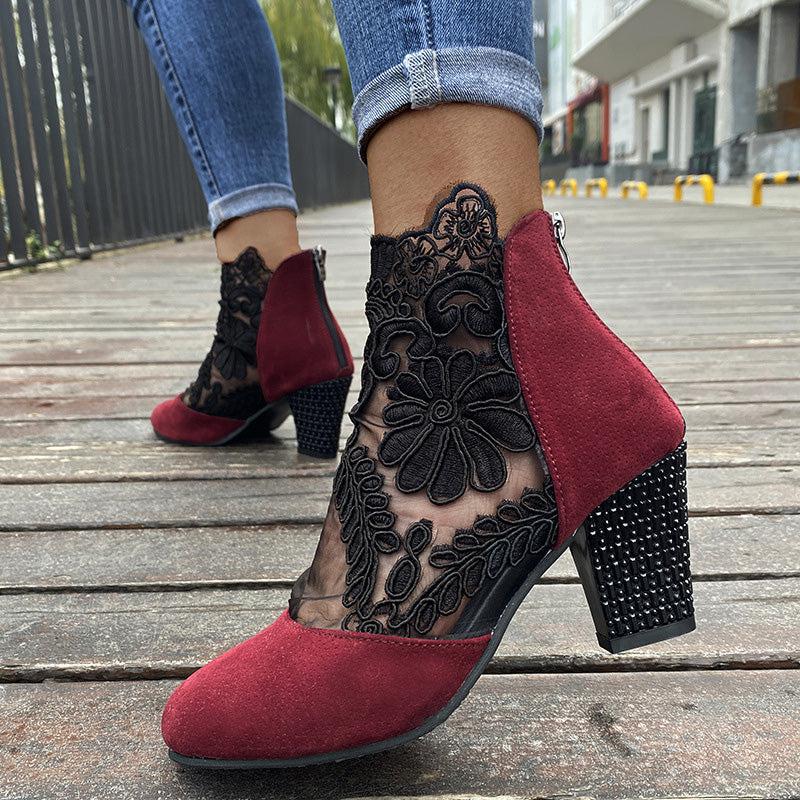 Viviana – Floral mesh – Ankle boots-15137991262592-Santi Vento Atelier