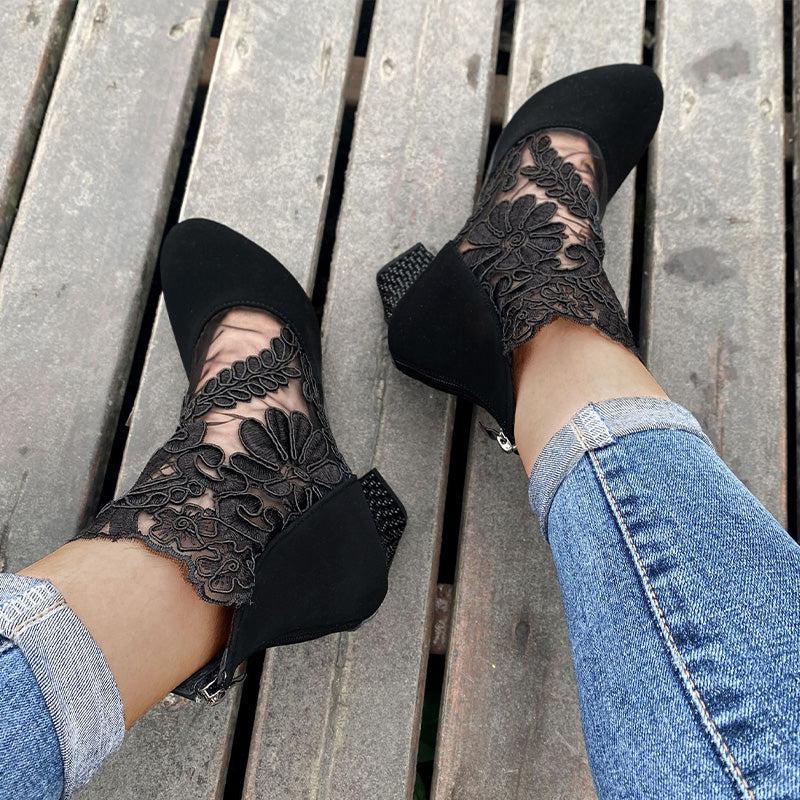Viviana – Floral mesh – Ankle boots-15137991262592-Santi Vento Atelier