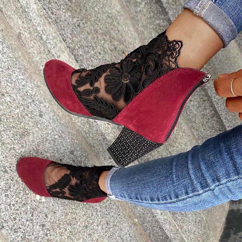 Viviana – Floral mesh – Ankle boots-15137991262592-Santi Vento Atelier
