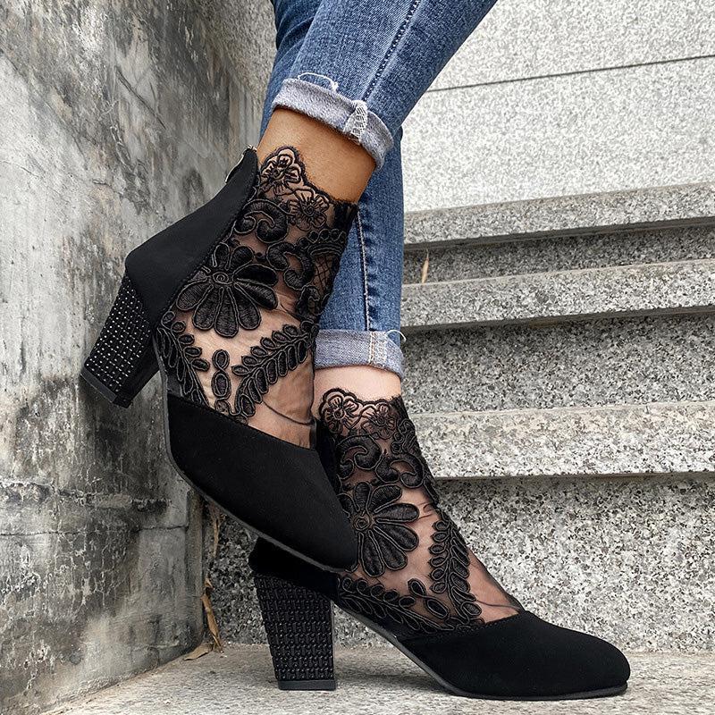 Viviana – Floral mesh – Ankle boots-15137991262592-Santi Vento Atelier