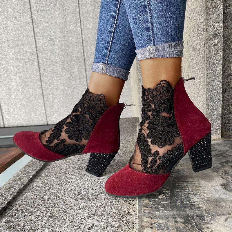 Viviana – Floral mesh – Ankle boots-15137991262592-Santi Vento Atelier