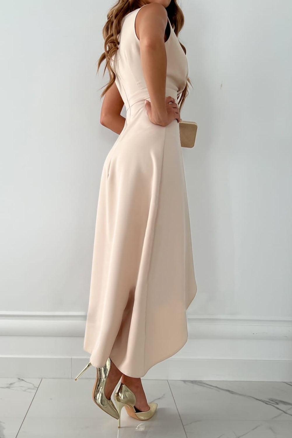 Élisavine – Draped front – Asymmetric midi dress-15151055372672-Santi Vento Atelier