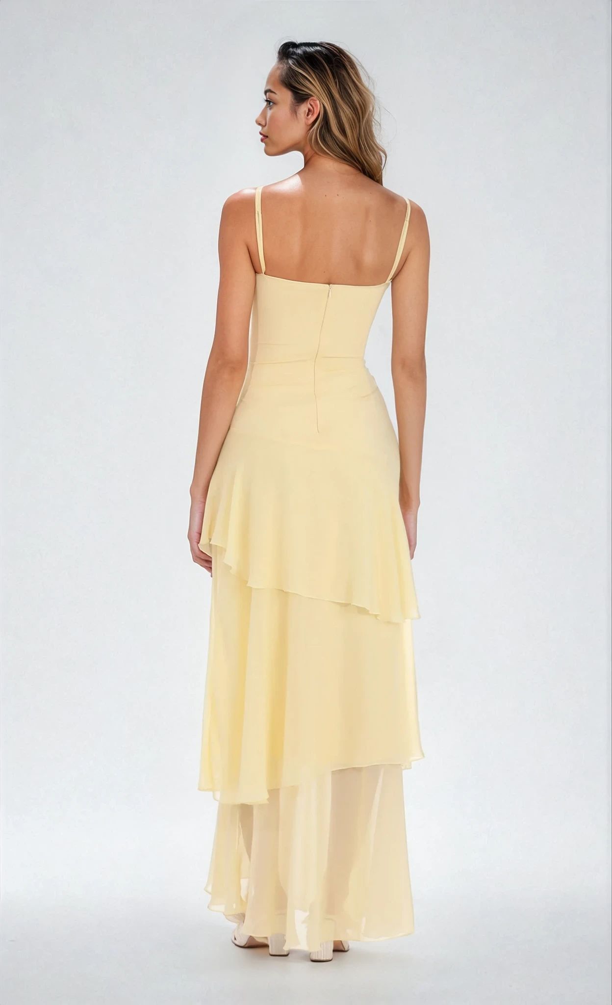 Lumiera – Layered chiffon lightness – Spaghetti strap gown-15148419318144-Santi Vento Atelier
