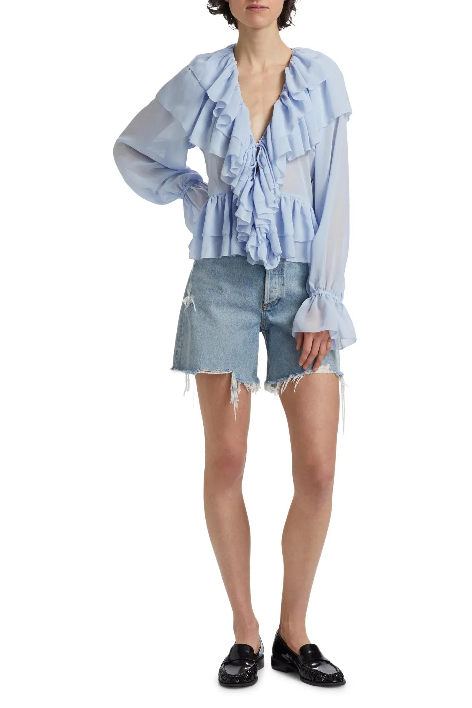Fioretti – Cascading ruffles – Sheer chiffon blouse-15150417248640-Santi Vento Atelier