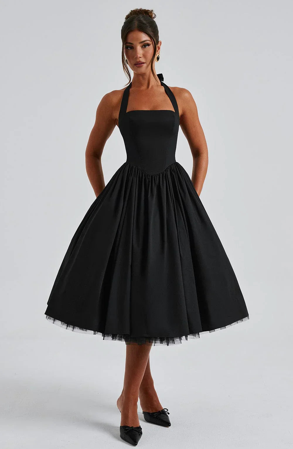 Monétine – Lace-up corset detail – Midi dress-15139772727680-Santi Vento Atelier