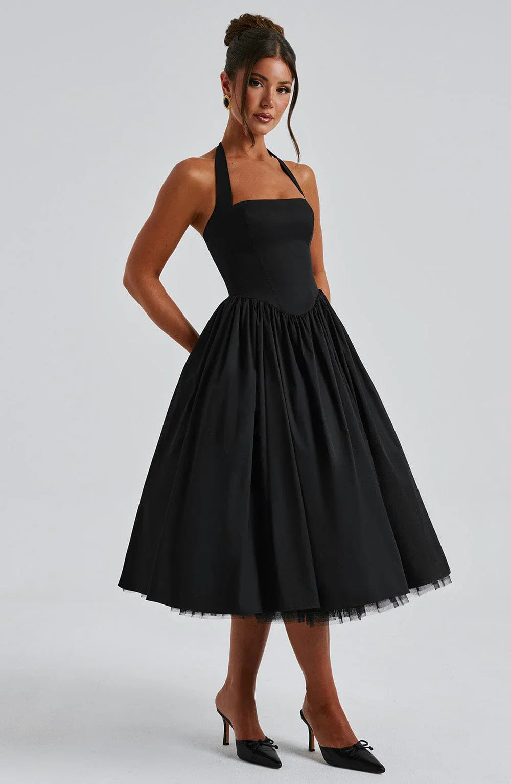 Monétine – Lace-up corset detail – Midi dress-15139772727680-Santi Vento Atelier