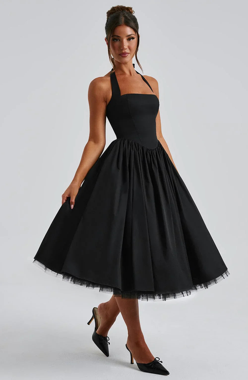 Monétine – Lace-up corset detail – Midi dress-15139772727680-Santi Vento Atelier