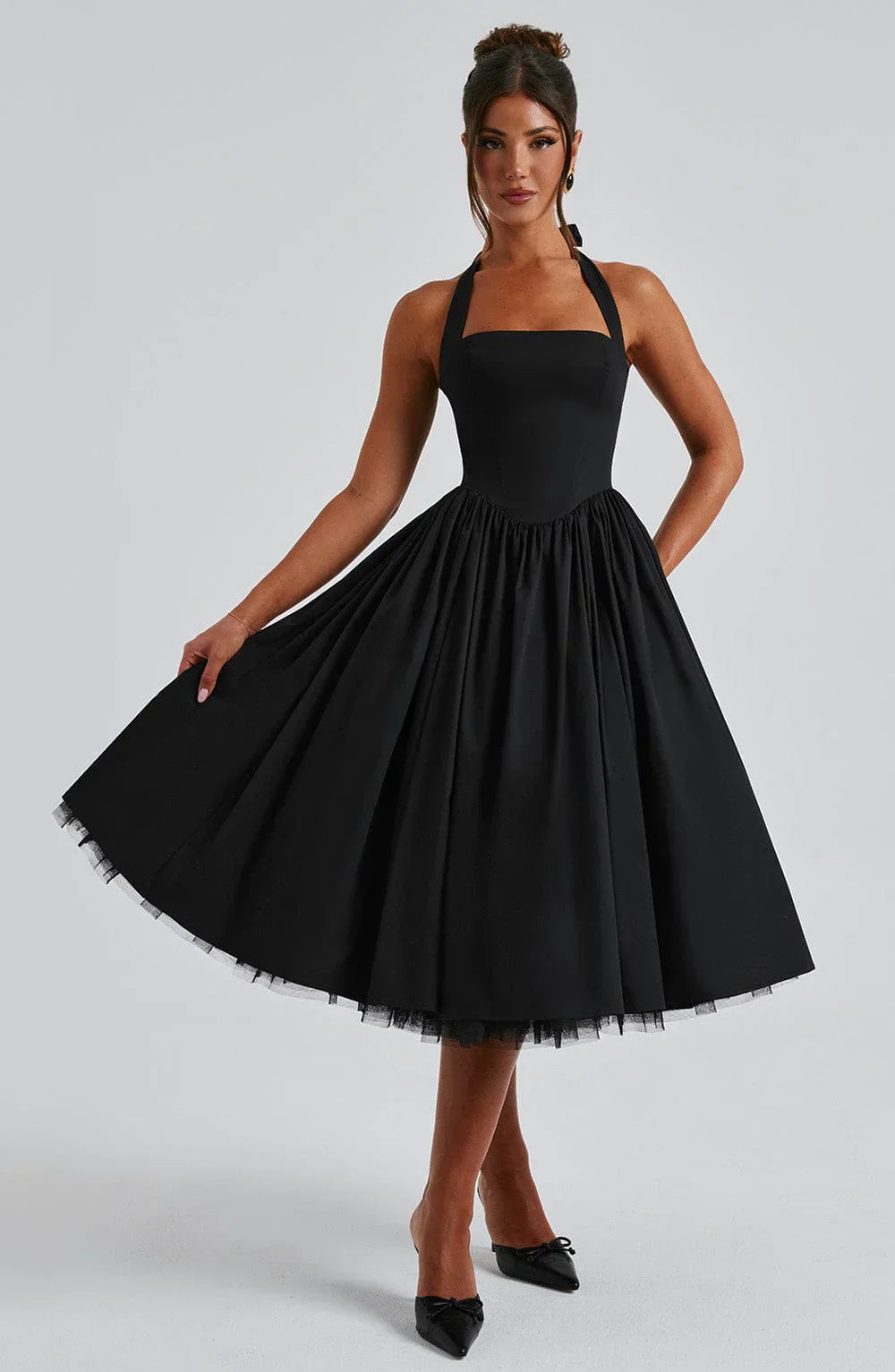 Monétine – Lace-up corset detail – Midi dress-15139772727680-Santi Vento Atelier