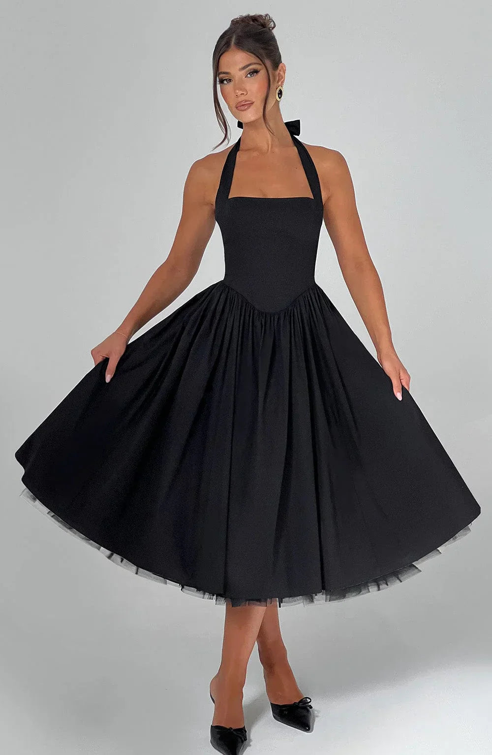 Monétine – Lace-up corset detail – Midi dress-15139772727680-Santi Vento Atelier