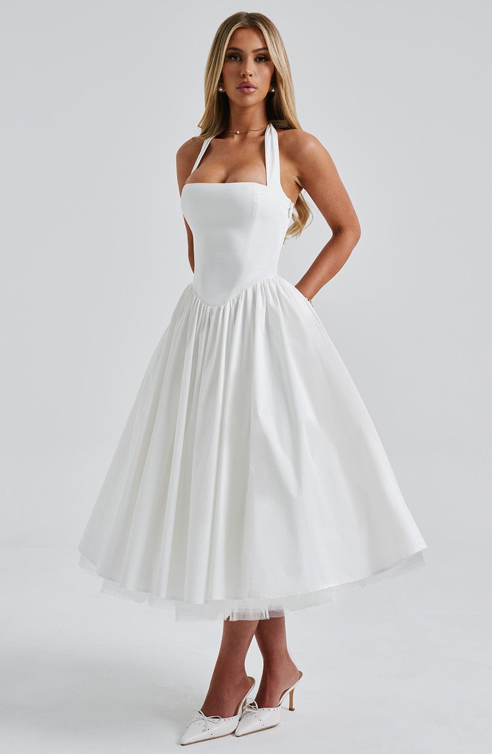 Monétine – Lace-up corset detail – Midi dress-15139772727680-Santi Vento Atelier