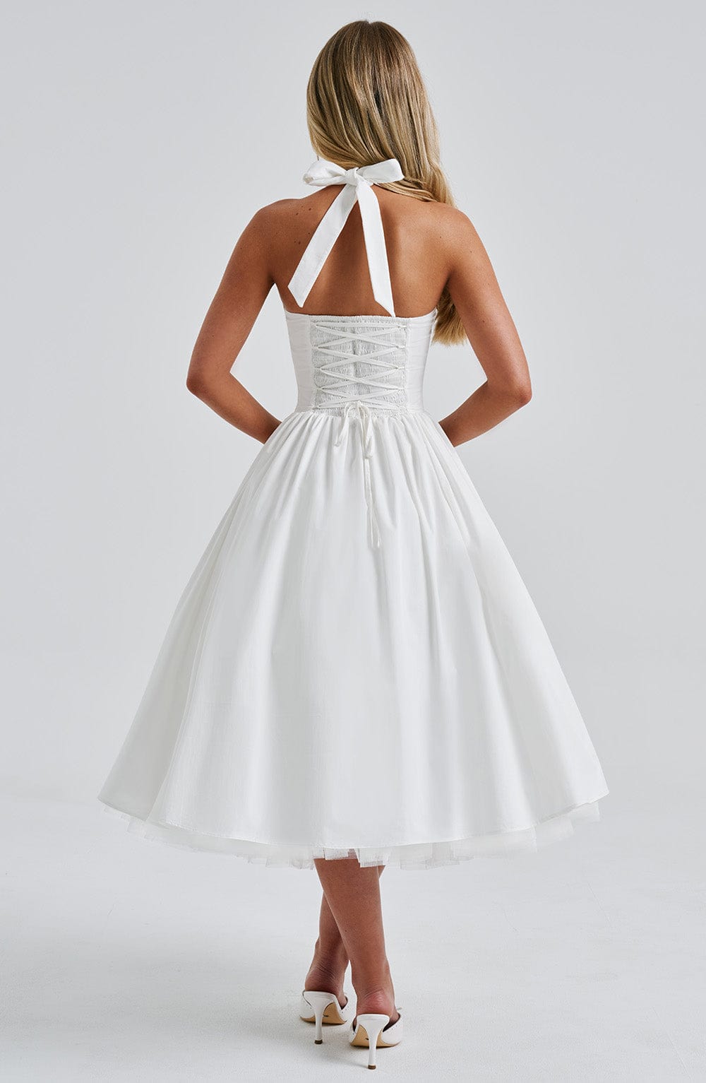 Monétine – Lace-up corset detail – Midi dress-15139772727680-Santi Vento Atelier