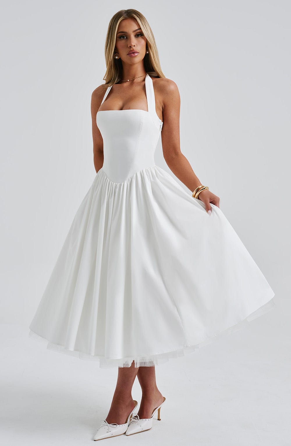 Monétine – Lace-up corset detail – Midi dress-15139772727680-Santi Vento Atelier