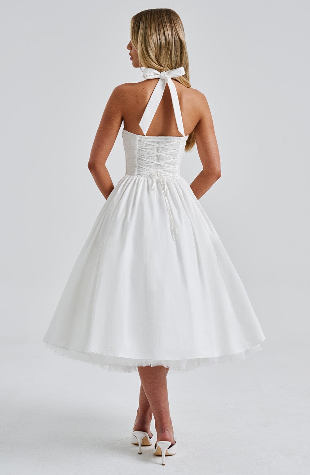 Monétine – Lace-up corset detail – Midi dress-15139772727680-Santi Vento Atelier
