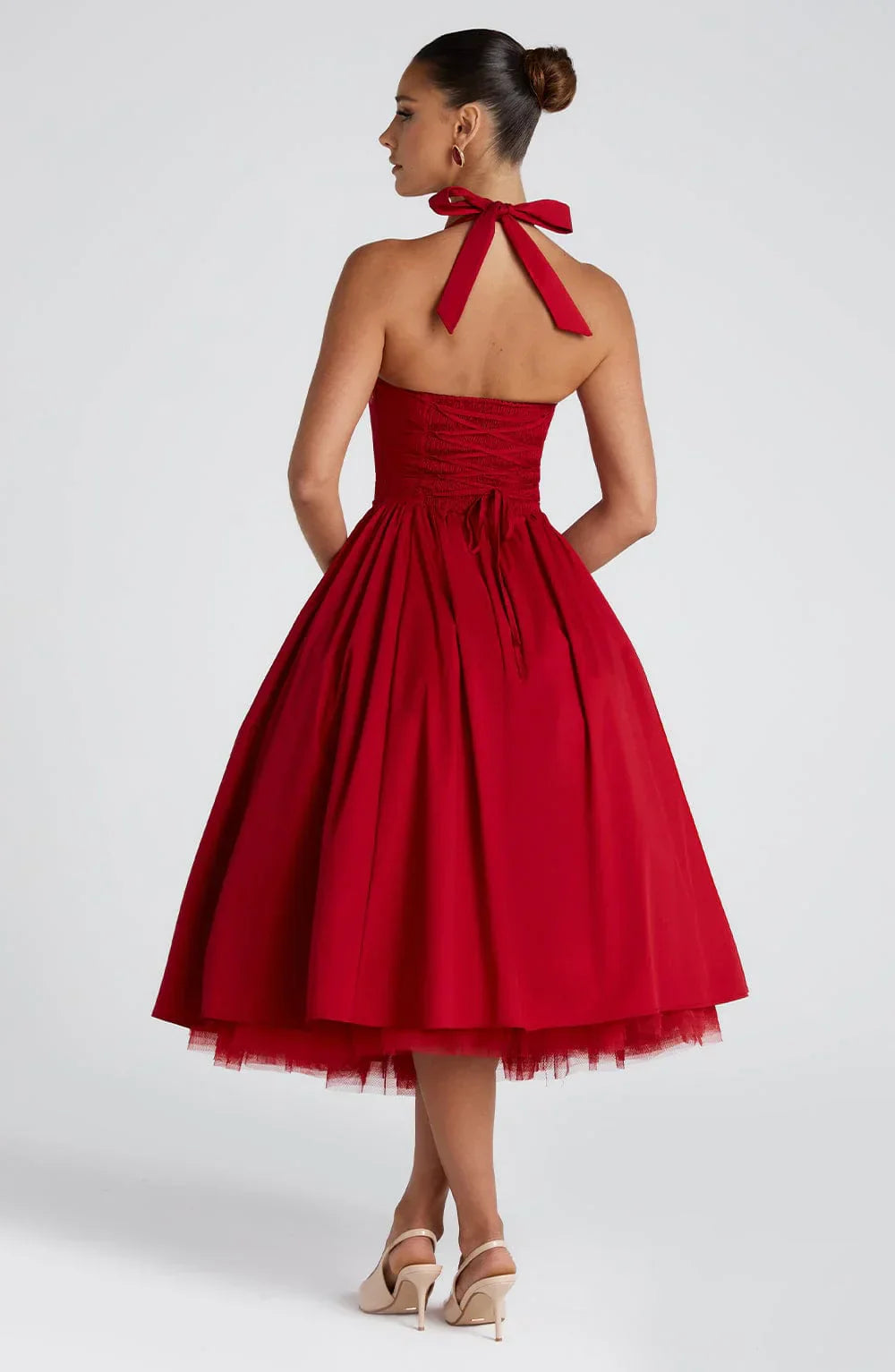 Monétine – Lace-up corset detail – Midi dress-15139772727680-Santi Vento Atelier