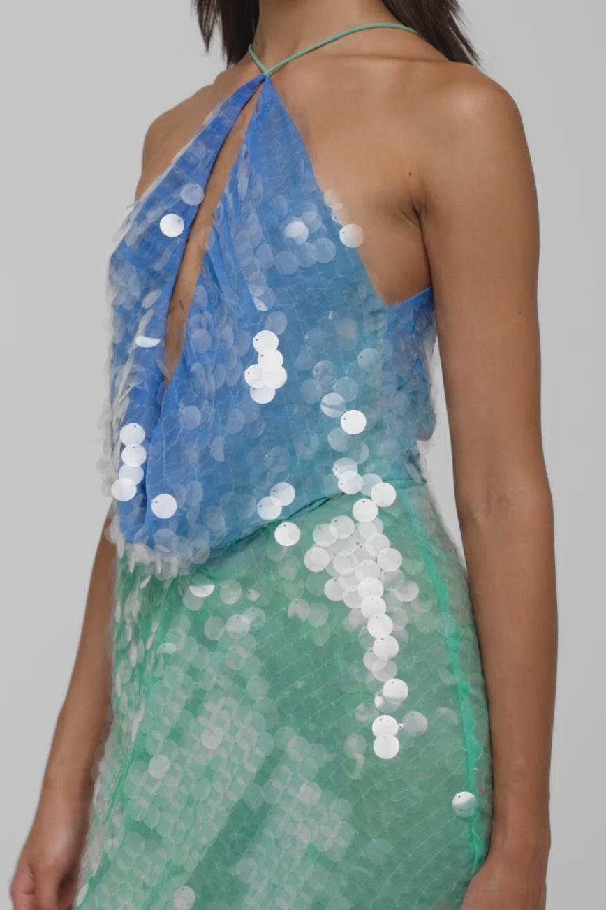 Molvina – Shimmering gradient drape – Mini dress-15139888431488-Santi Vento Atelier