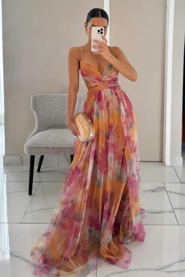Eirith – Lace-up floral detail – Maxi dress-15139767943552-Santi Vento Atelier