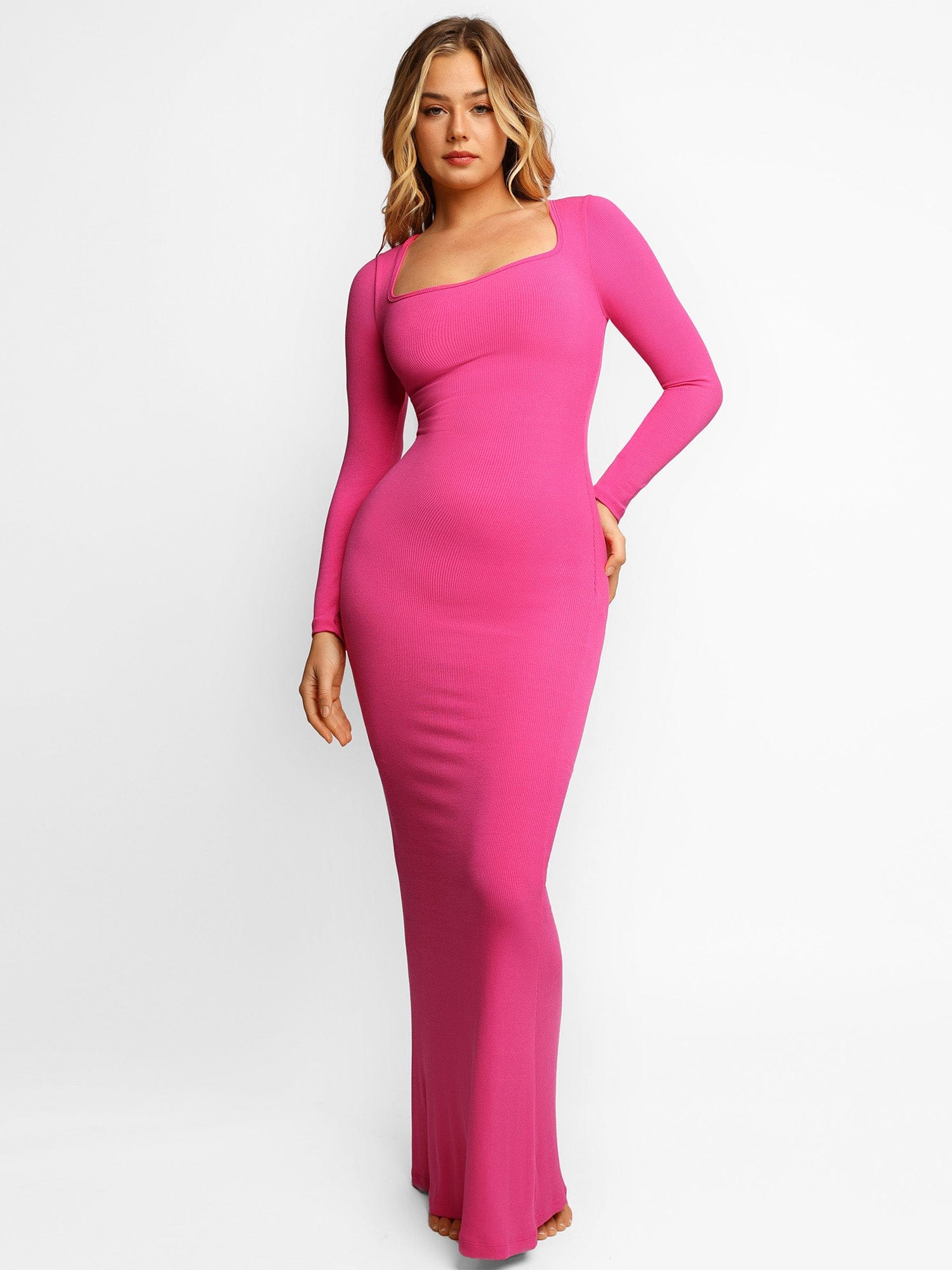 Nuvérra – Sculpted knit – Long sleeve maxi dress-15148419219840-Santi Vento Atelier